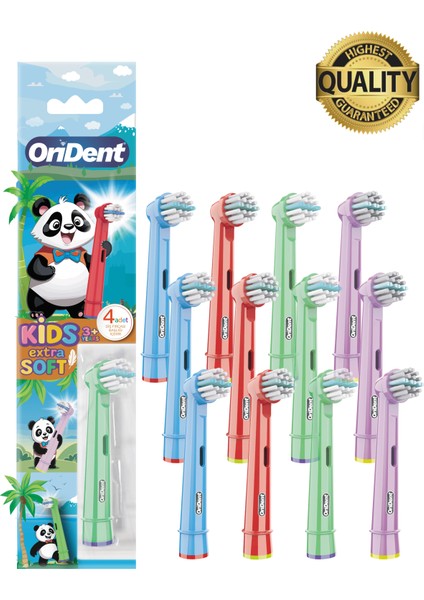 Panda Kids - Çocuklara Özel Oral-B Uyumlu 12 Adet Yedek Başlık – Nazik Temizlik ve Diş Eti Koruması