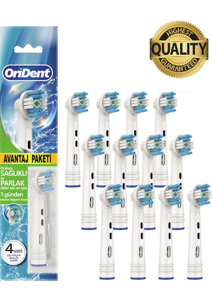 Whitening Pro Oral-B Uyumlu 12 Adet Yedek Başlık - Beyazlatma Teknolojisi & Premium Quality