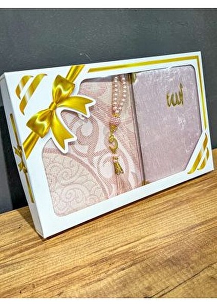 Hediyelik Bohçalık Tafta Saçaklı Pembe Seccade, Yasin, Tesbih Seti fırsatları
