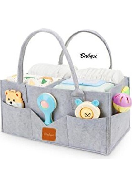 Keçe Çok Amaçlı Organizer Anne Bebek Bakım Çantası Gri fiyatları