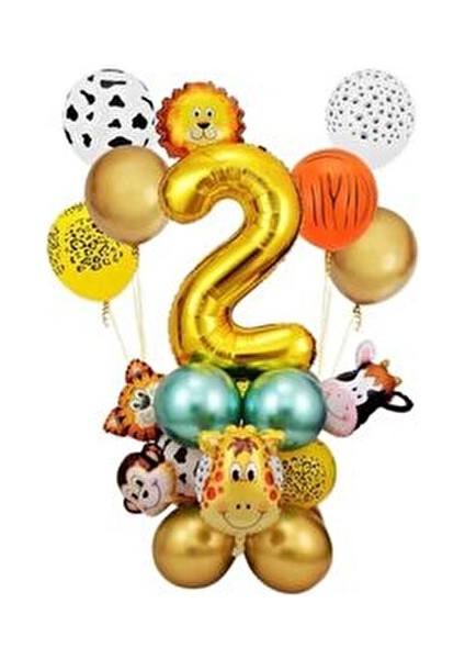 2 Yaş Safari Temalı Doğum Günü Folyo Set