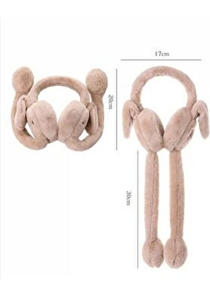 Tavşan Kulaklı Kulaklık Erkekler İçin Suni Kürk Materyal Düz Desenli Tüm Yaş Gruplarına Uygun