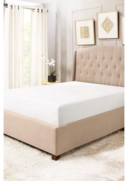 Battal ve Büyük Yataklar Için Lastiksiz Düz Renk Çarşaf 240X260 cm