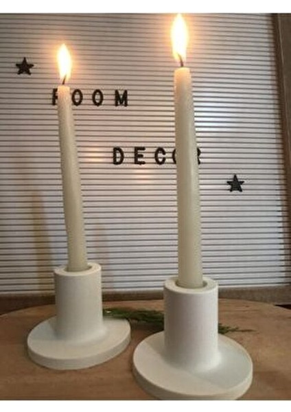 Modern Beton Şamdan Mumluk 2’li Set Beyaz Renk modelleri