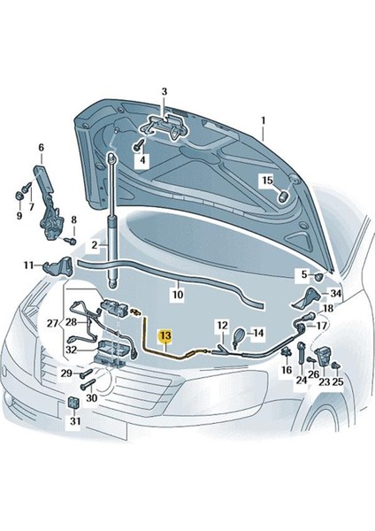 Vw Passat B7 2011-2014 Motor Kaput Açma Teli Ön Parça 3C1823531 fiyatları