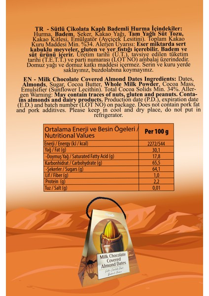 Sütlü Çikolata Kaplı Bademli Hurma 200 Gr. modelleri
