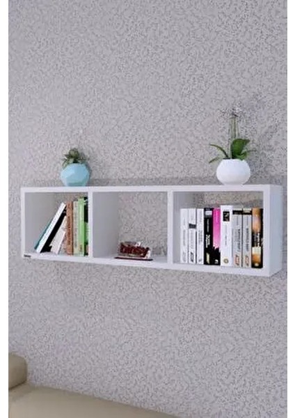 Sema Yatay Raf ,dekoratif Raf,aksesuar Raf Kitaplık Beyaz