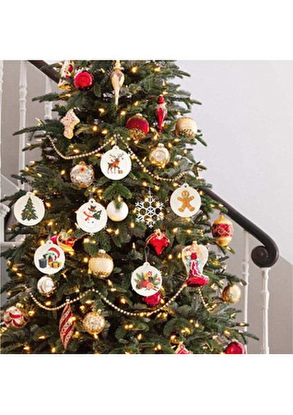 Yılbaşı Ağaç Süsü Christmas Figürlü Kabartma Baskılı 6'lı Yılbaşı Konsept Süs Çift Yön