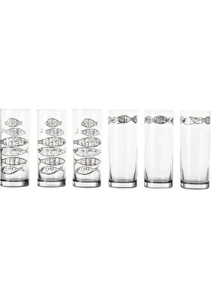 Gold Fısh Rakı Bardağı Seti 6lı -200ML