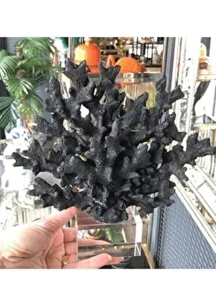 Polyester Mercan Dekor / Siyah