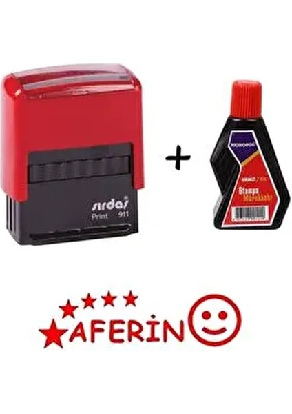 Aferin Kaşesi 911 Model Kırmızı Keçeli ve Yedek Mürekkep