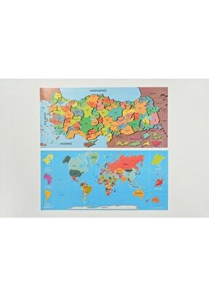 Renkli Türkiye ve Dünya Haritası Seti Statik Akıllı Kağıt Tahta fırsatları