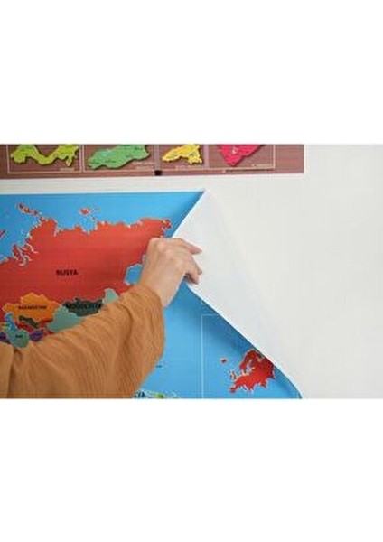 Renkli Türkiye ve Dünya Haritası Seti Statik Akıllı Kağıt Tahta indirimleri