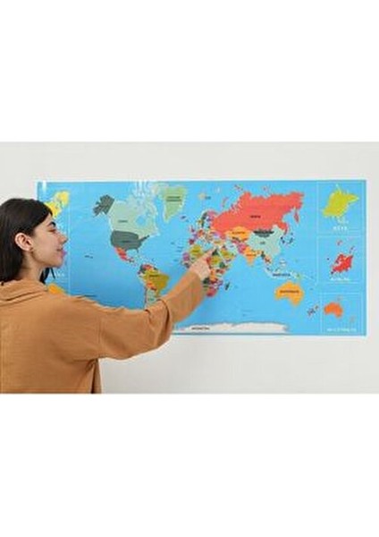 Renkli Türkiye ve Dünya Haritası Seti Statik Akıllı Kağıt Tahta
