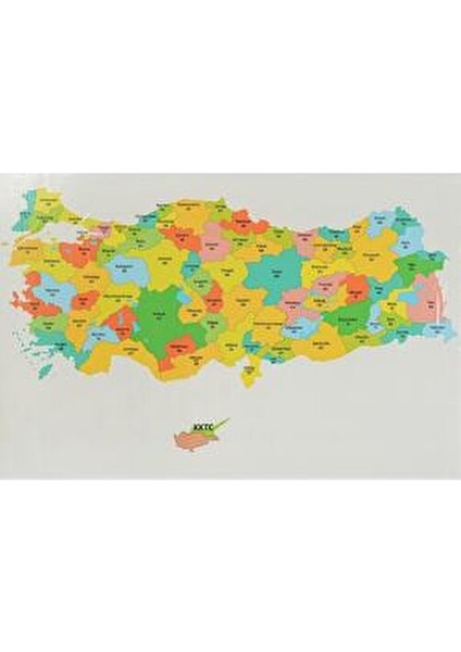 Renkli Baskı Türkiye Haritası 150X87CM Ölçüler ile Canlı Renkler ve Detaylar