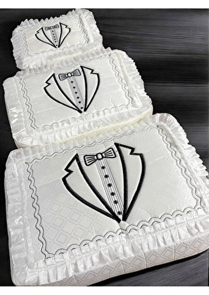 3'lü Damat Fiyonk Figürlü Çeyizlik Saten Bohça Nişan Gelin Damat Hurç Seti fiyatları