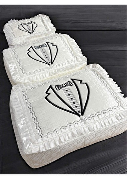 3'lü Damat Fiyonk Figürlü Çeyizlik Saten Bohça Nişan Gelin Damat Hurç Seti fırsatları