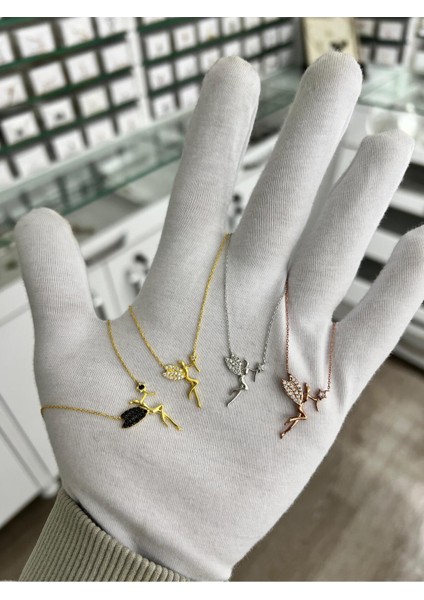 925 Ayar Gümüş Zirkon Taşlı Melek Figürlü Kadın Kolye – Zarif ve Şık Günlük ve Özel Takı fiyatları