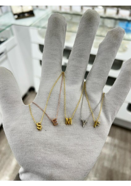 925 Ayar Gümüş Rose Altın Kaplama Üç Boyutlu M Harfi Kadın Kolye – Zarif ve Şık Tasarım fiyatları