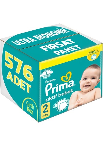 Bebek Bezi Beden:2 (4-8kg) Mini 576 Adet Ultra Ekonomik Fırsat Pk