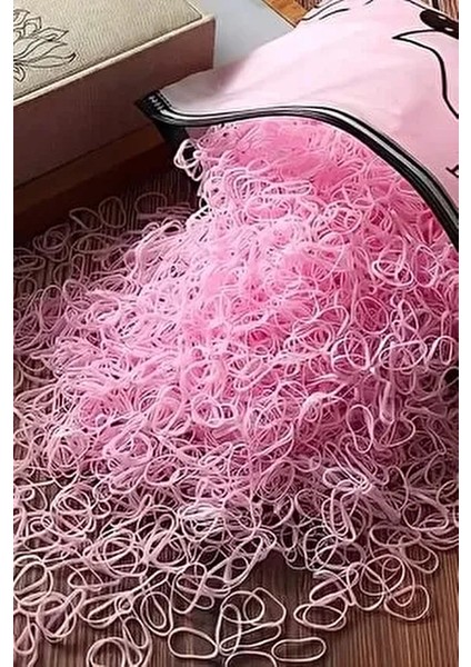 1000 Adet Toz Pembe Saç Örgü Lastiği