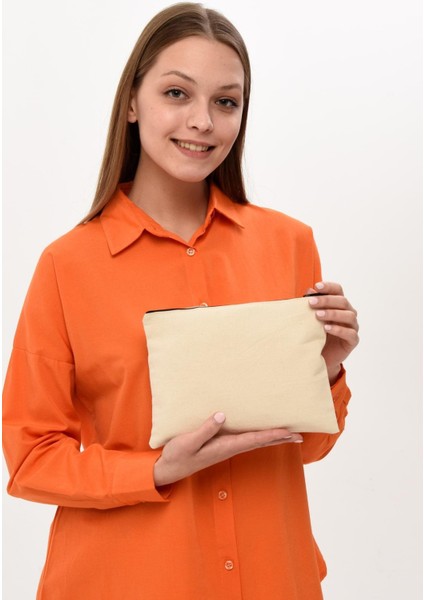 Kanvas Kumaş Clutch Çanta (25x18)