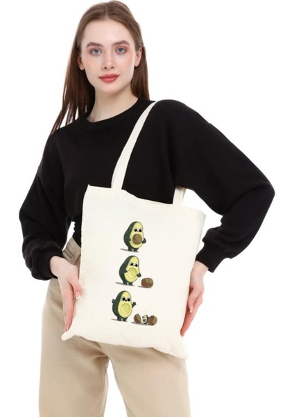 Avokado Ve Yavrusu Baskılı Ham Bez Çanta fiyatları