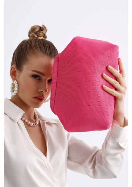 Kadın Pembe Clutch Portföy El Çantası