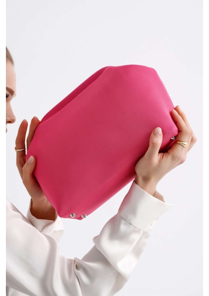 Kadın Pembe Clutch Portföy El Çantası