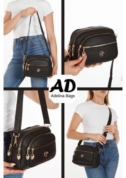 Kadın Çapraz Askılı Günlük Siyah Omuz Çantası