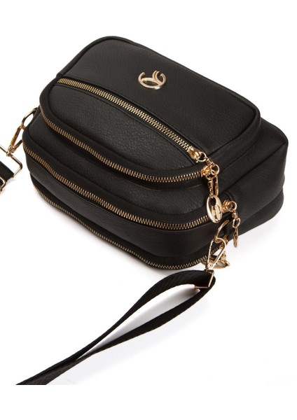 Kadın Çapraz Askılı Günlük Siyah Omuz Çantası