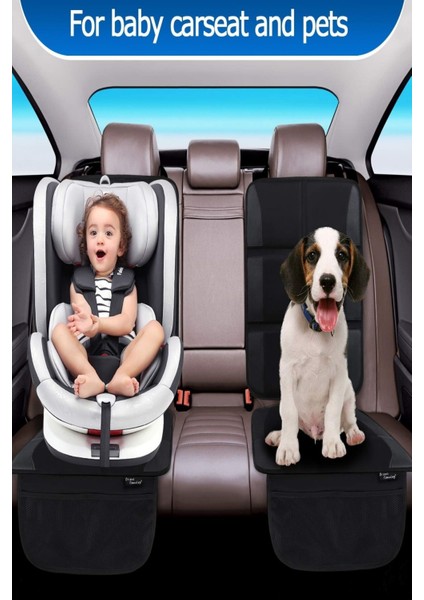 Modacar Su Geçirmez Deri Oto Koltuğu Alt Koruyucu 120x48 cm – Siyah Kırmızı Dikişli, Arka Koltukta Bebek ve Evcil Hayvan Koruması