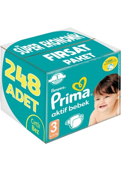 Bebek Bezi Beden:3 (6-10KG) Midi 248 Adet Süper Ekonomik Fırsat Pk
