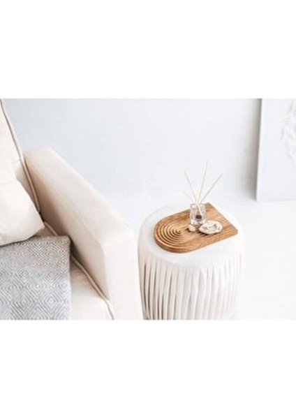 Boho Ahşap Gökkuşağı Sunum Tepsisi Oval Bambu Malzemeden Kahverengi Desenli fırsatları