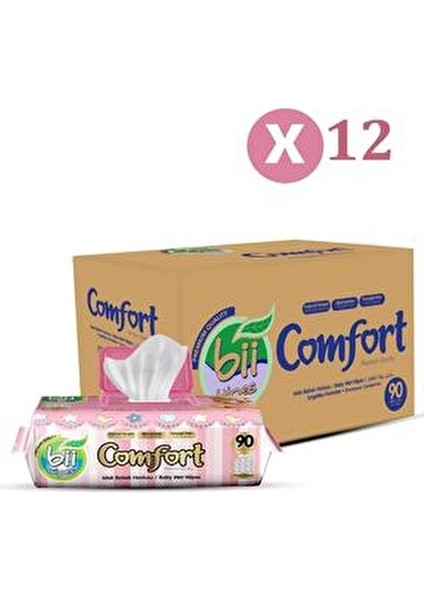 Bii Comfort Islak Bebek Havlusu 1080 Yaprak 90'lı Paket Hassas Temizlik İçin Uygun fiyatları