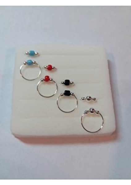 925 Ayar Gümüş Boncuklu Halka Hızma Set 4 Adet fiyatları