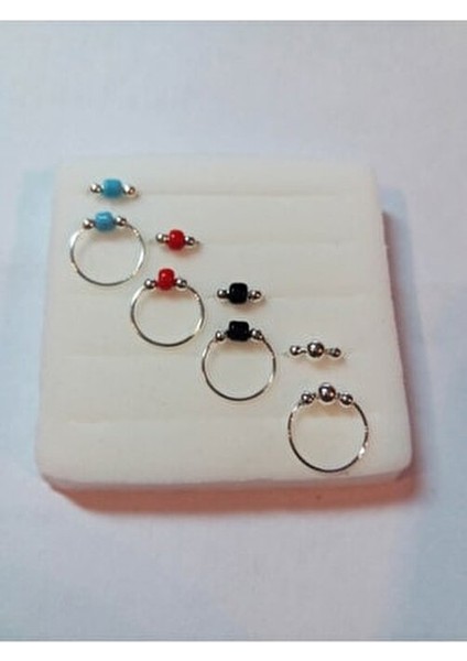 925 Ayar Gümüş Boncuklu Halka Hızma Set 4 Adet modelleri