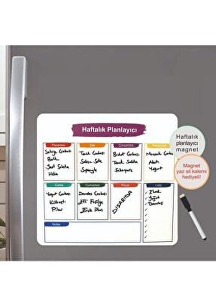 Haftalık Magnet Planlayıcı 33X31 cm Haftalık Planlayıcı