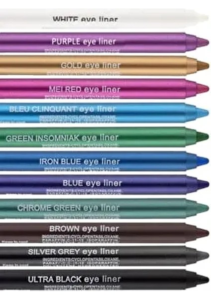 Cosmetic 12 Renkli Neon Eyeliner Yağlı Göz Kalemi Seti 12'lineoneyeliner
