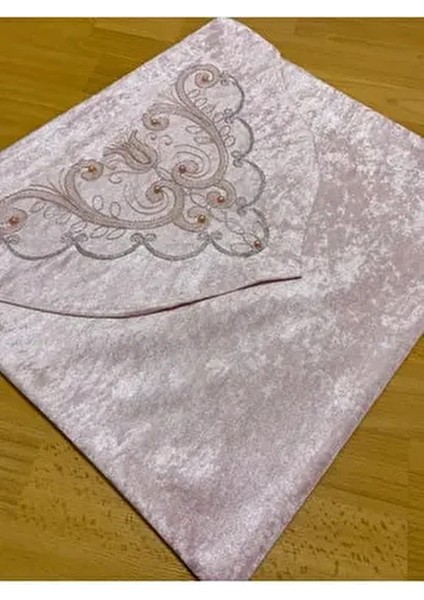 Lüks Çeyizlik Kadife Zarf Bohça 1 Parça İnci Işlemeli Güpürlü Dantel Modeli