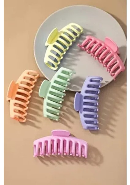 Kadın 6'lı Renkli XL Mandal Toka Seti Şık Desenlerle Özel Tasarım