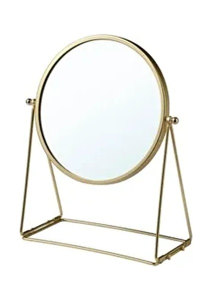 Çift Taraflı Büyüteçli Ayna Çap: 17 cm Ayaklı Makyaj Aynası Masa Aynası Kaliteli