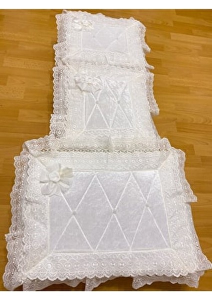 Gelin Modeli Fransız Güpürlü Kadife Bohça Söz Nişan Hurcu Çeyizlik 3'lü Set fiyatları