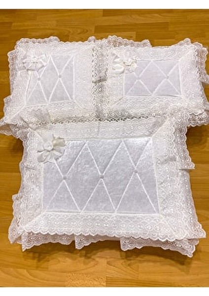 Gelin Modeli Fransız Güpürlü Kadife Bohça Söz Nişan Hurcu Çeyizlik 3'lü Set modelleri