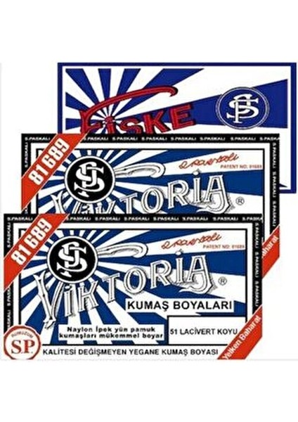 Kumaş Boyası Lacivert Koyu 2 Paket + Fiske Sabitleme 1 Paket