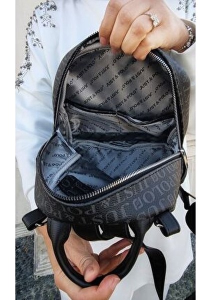 Kadın Monogram Baskılı Sırt ve Omuz Çantası Günlük Kullanım Için