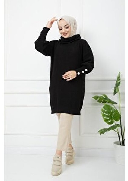 Kadın Boğazlı Siyah Triko Kazak fiyatları