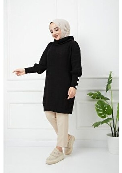 Kadın Boğazlı Siyah Triko Kazak modelleri