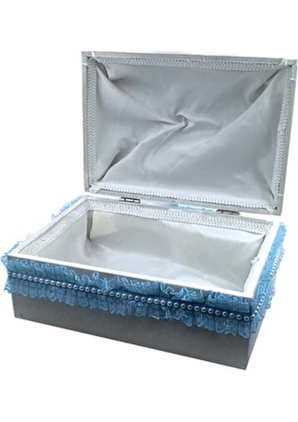 Bebek Bakım Seti Ahşap Kadife Kumaş Kaplamalı Bebek Sandığı Erkek Mavi fiyatları