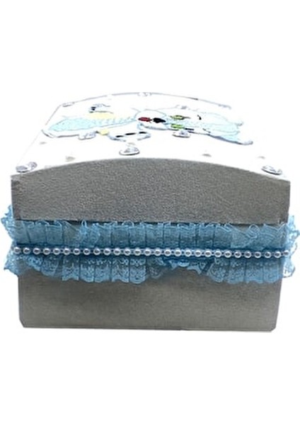 Bebek Bakım Seti Ahşap Kadife Kumaş Kaplamalı Bebek Sandığı Erkek Mavi fırsatları